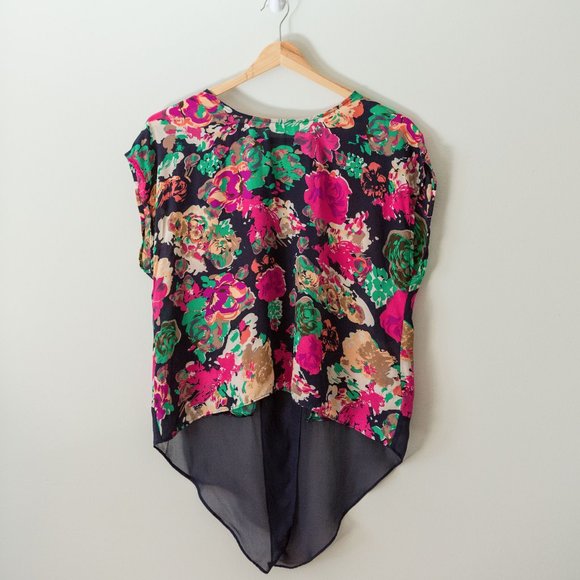 Bright floral silk top - Picture 1 of 4